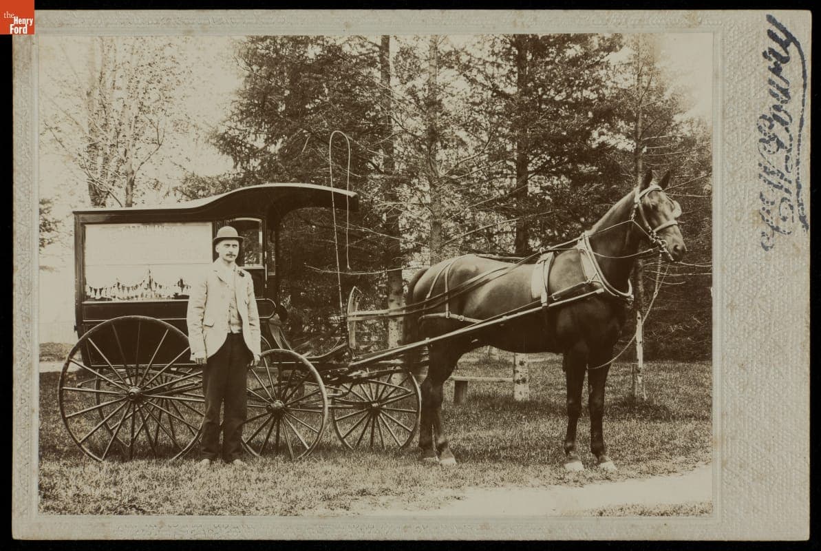 Man with Horse-Drawn Delivery Wagon, circa 1890