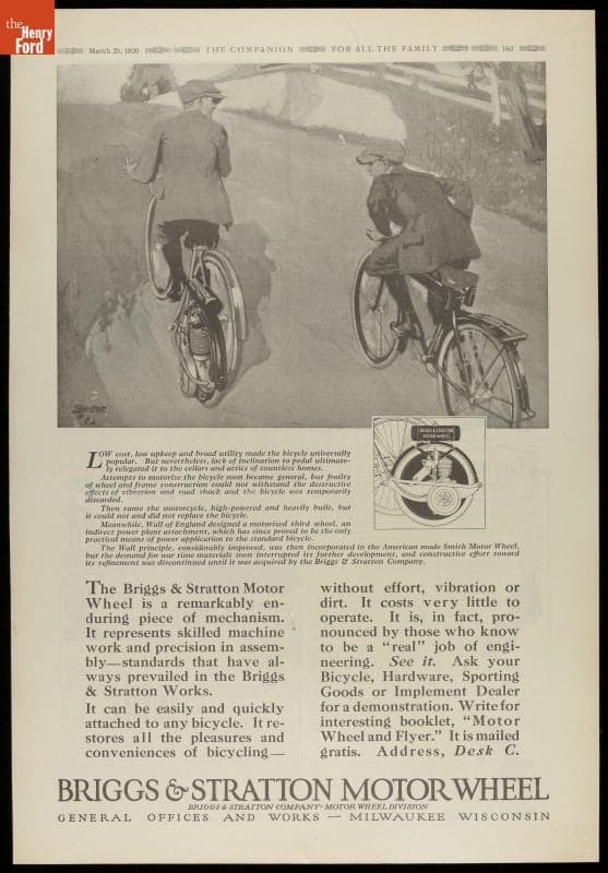 Briggs & Stratton Motor Wheel Advertisement, 1920