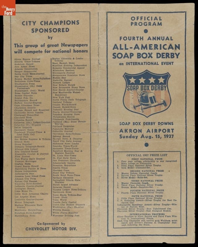 Program for the Fourth Annual All-American Soap Box Derby, Akron, Ohio, 1937
