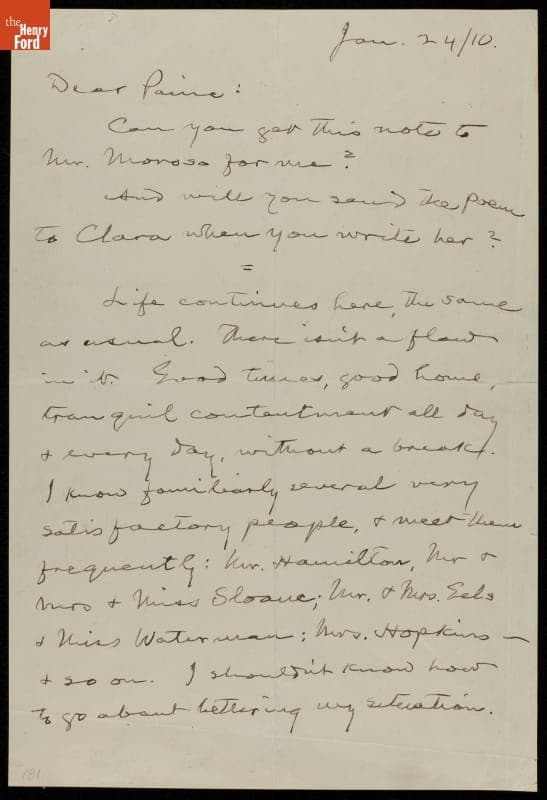 Letter From Mark Twain to A.B. Paine, 1910