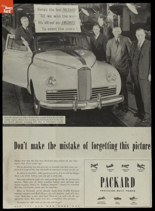 "Don't Make the Mistake of Forgetting This Picture" Packard Motor Company Advertisement, 1945