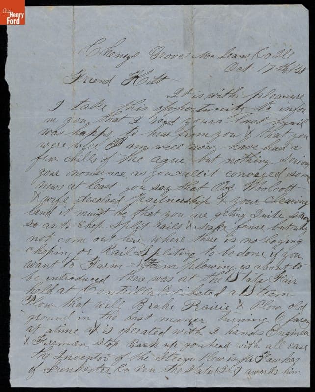 Letter from J. O. Skiller to "Kitt," 1858