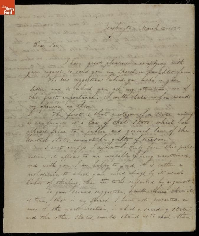 Letter from Daniel Webster to the Honorable George Hay, 1830