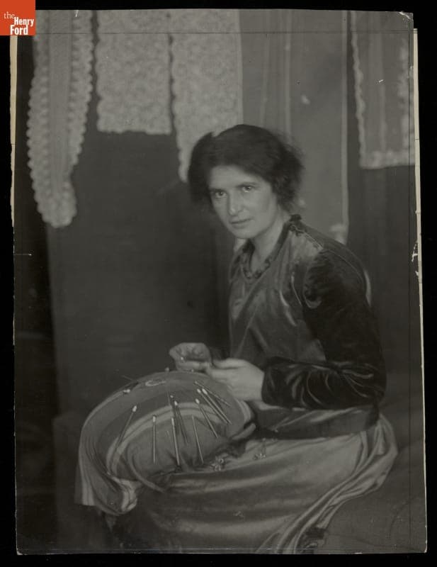 Marian Powys Making Bobbin Lace, circa 1925