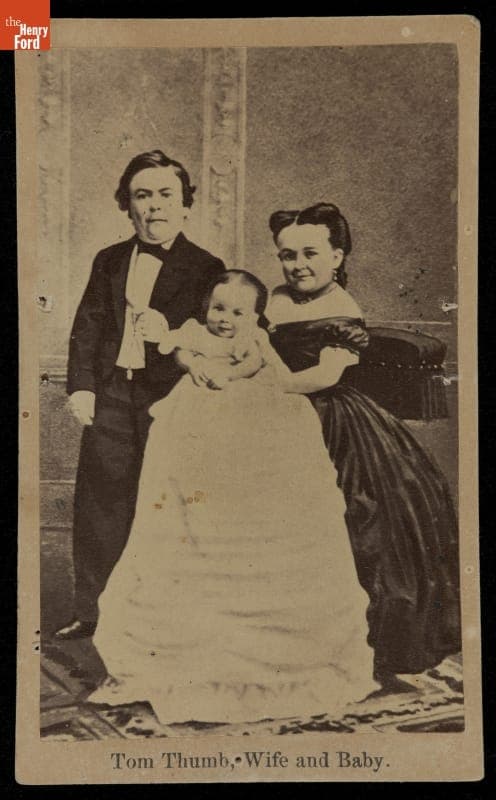 General Tom Thumb and Wife Lavinia Warren Posing with a Baby, 1863-1870