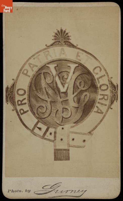 Design for the New York Volunteer 107th Infantry Regiment Badge, with Motto "Pro Patria Et Gloria," circa 1865