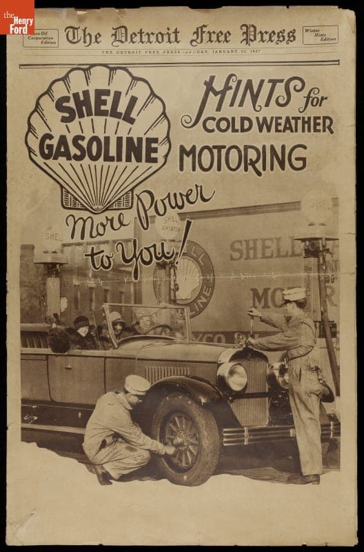 Detroit Free Press Advertising Supplement, "Hints for Cold Weather Motoring," Wayco Oil Corporation Edition, 1927