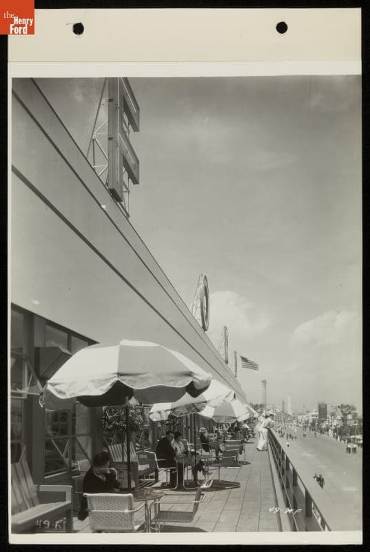 Balcony of the Ford Exhibition Building, Century of Progress International Exposition, Chicago, Illinois,1934