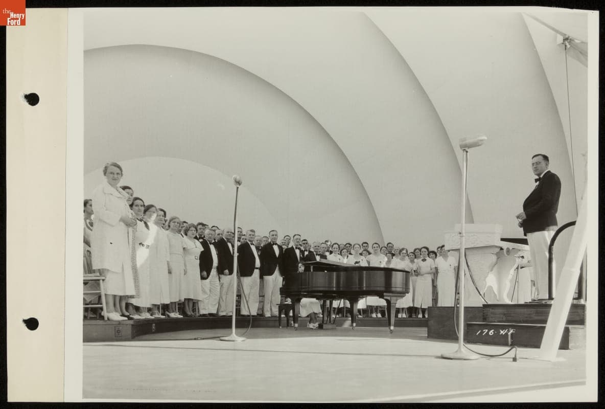 Musical Group in Bandshell of Ford Symphony Gardens, Century of Progress International Exposition, Chicago, Illinois, 1934