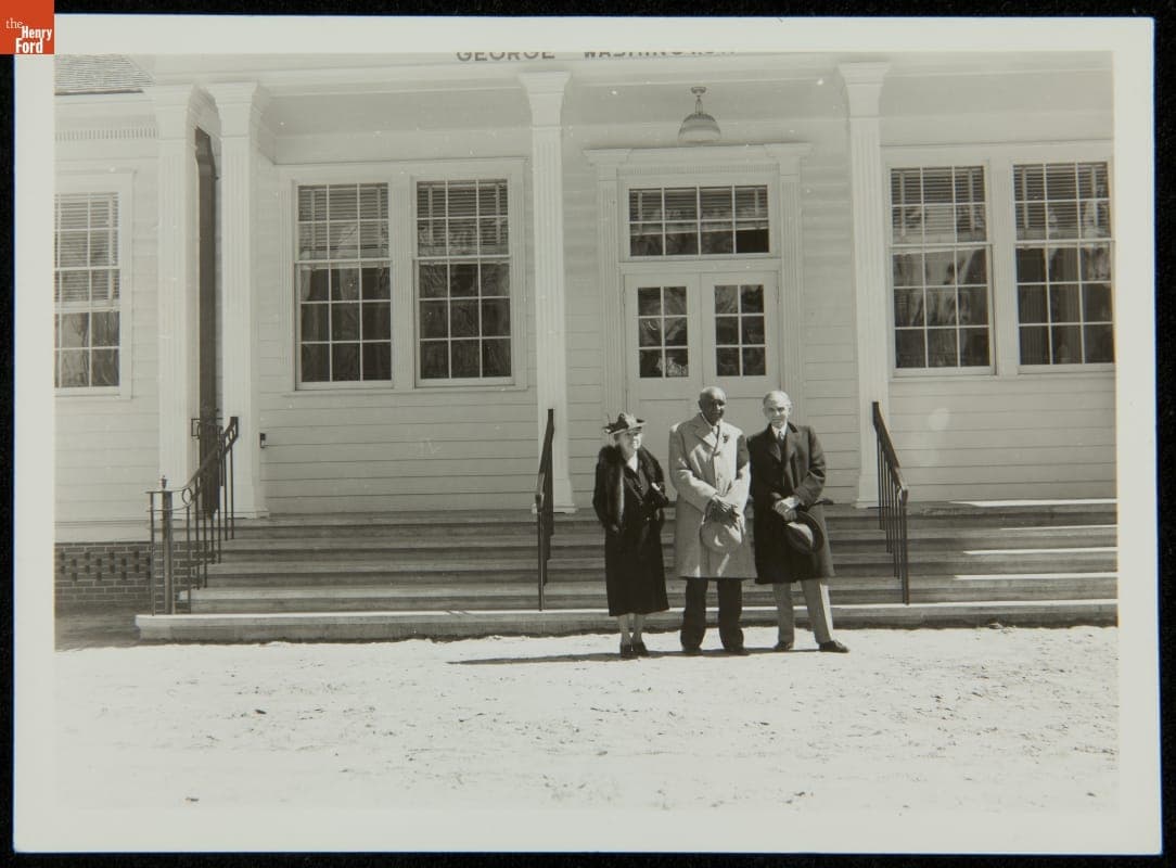 Clara Ford, George Washington Carver, and Henry Ford at George Washington Carver School Dedication, 1940
