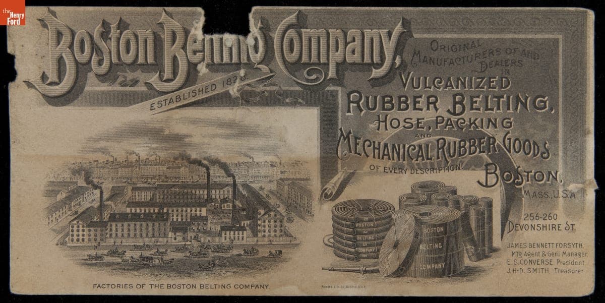 Trade Card for Vulcanized Rubber Goods, Boston Belting Company, 1875-1895