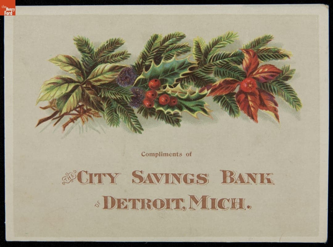 Trade Card for City Savings Bank, Detroit, Michigan, 1889-1896