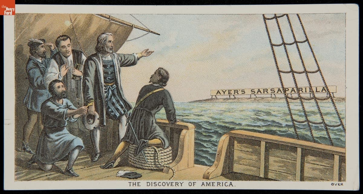 Trade Card for Ayer's Sarsaparilla, "The Discovery of America," 1880-1900