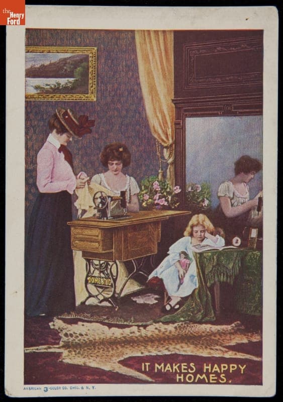Trade Card for Domestic Sewing Machine Company, "It Makes Happy Homes," 1900-1910