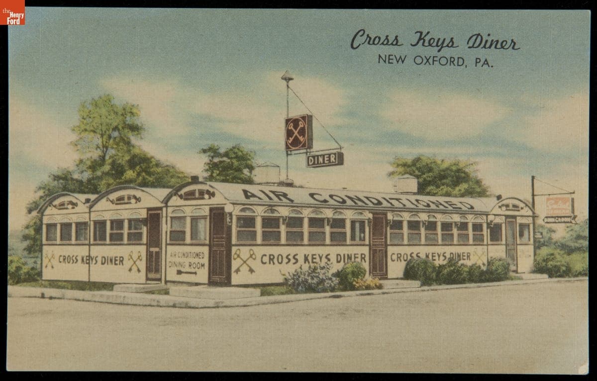 Postcard of Cross Keys Diner, New Oxford, Pennsylvania, 1940
