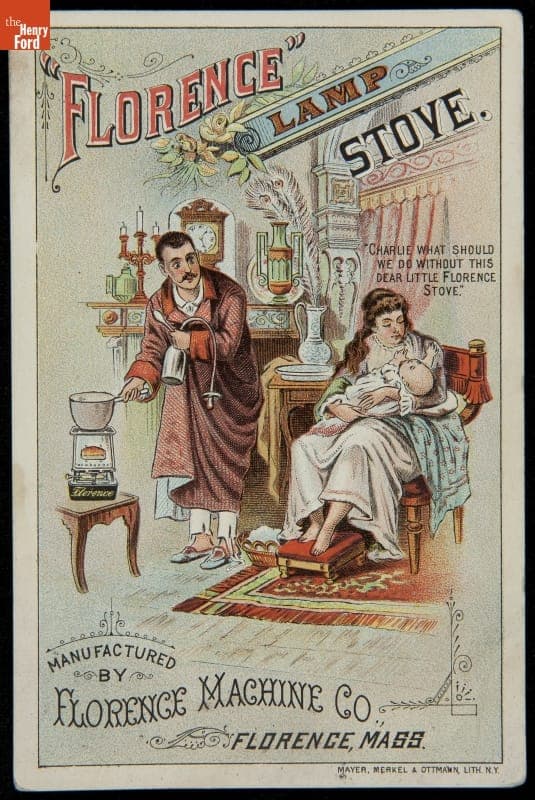 Trade Card for Florence Lamp Stove, Florence Machine Company, 1875-1885