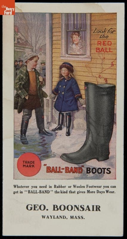 Trade Card for Ball-Band Boots, Ball-Band Mishawaka Rubber & Woolen Mfg. Co., 1900-1920