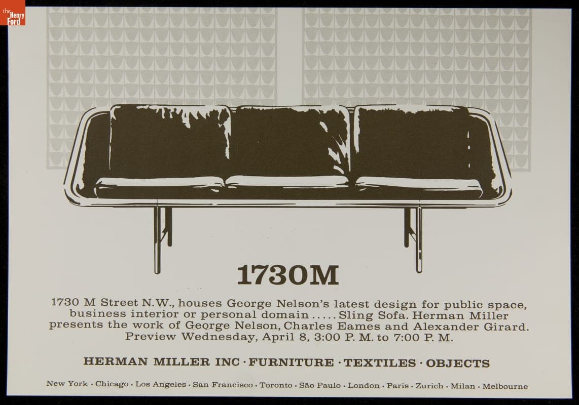 Trade Card for Herman Miller, George Nelson's Sling Sofa, 1963