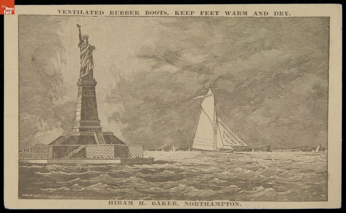 Trade Card for Hannaford Ventilated Rubber Boots, "Keep Feet Warm and Dry," 1870-1890