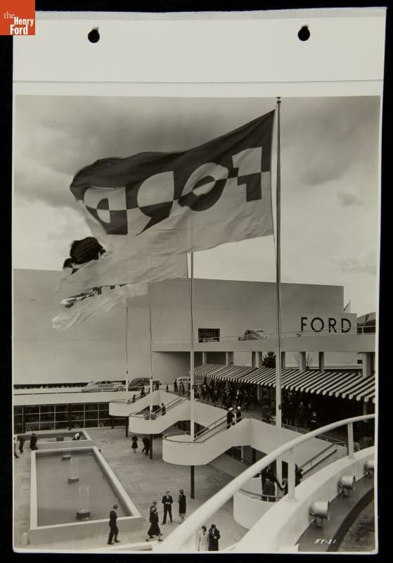 Opening Day, "Road of Tomorrow" Entrance, Ford Exposition Garden Court, New York World's Fair, 1939
