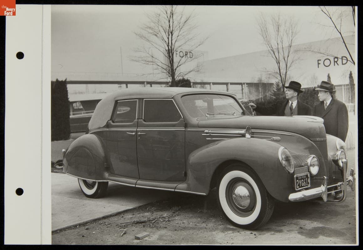 Men with Lincoln Zephyr Automobile, Ford Exposition, New York World's Fair, 1940