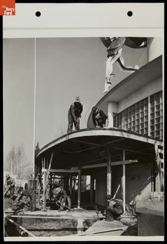 Construction Changes to Front of Ford Exposition Buildings, New York World's Fair, 1940