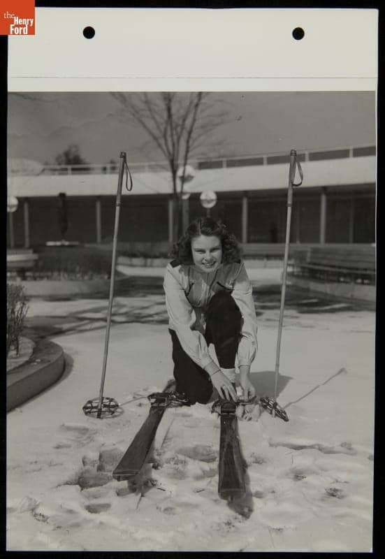 Woman Getting Ready to Ski, Ford Exposition, New York World's Fair, 1940