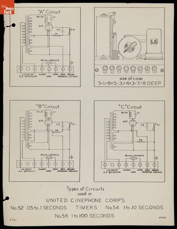 Types of Circuits Used in United Cinephone Corp.'s Timers, 1941