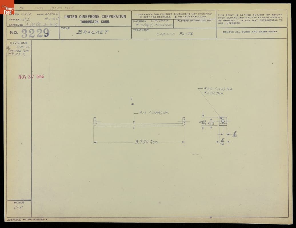 Bracket, Reference Number 3229, 1946