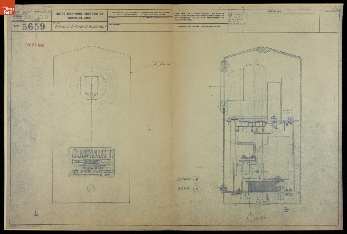 Chassis and Housing Assembly for Sunswitch Light Control, Reference Number 5659, 1945
