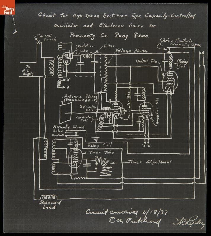 Circuit for High-Speed Rectifier Type Capacity Controlled Oscillator and Electronic Timer, 1937
