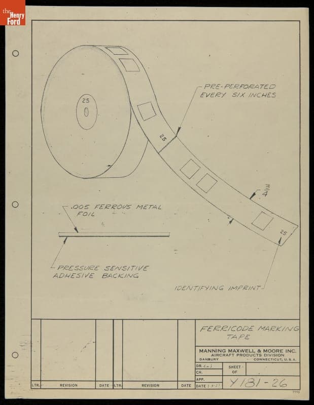 Ferricode Marking Tape, Reference Number Y181-26, 1957