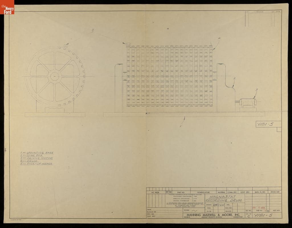 Magnastat Recording Drum, Reference Number Y181-5, 1955