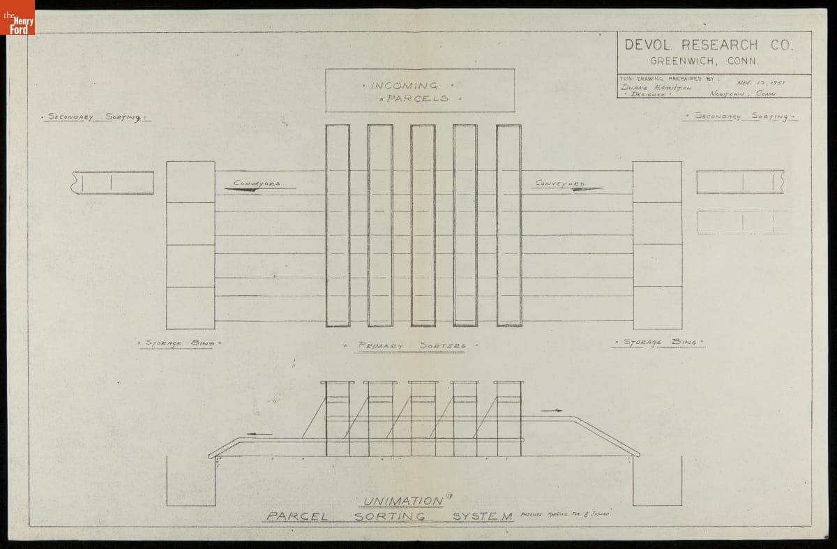 Unimation Parcel Sorting System, 1957