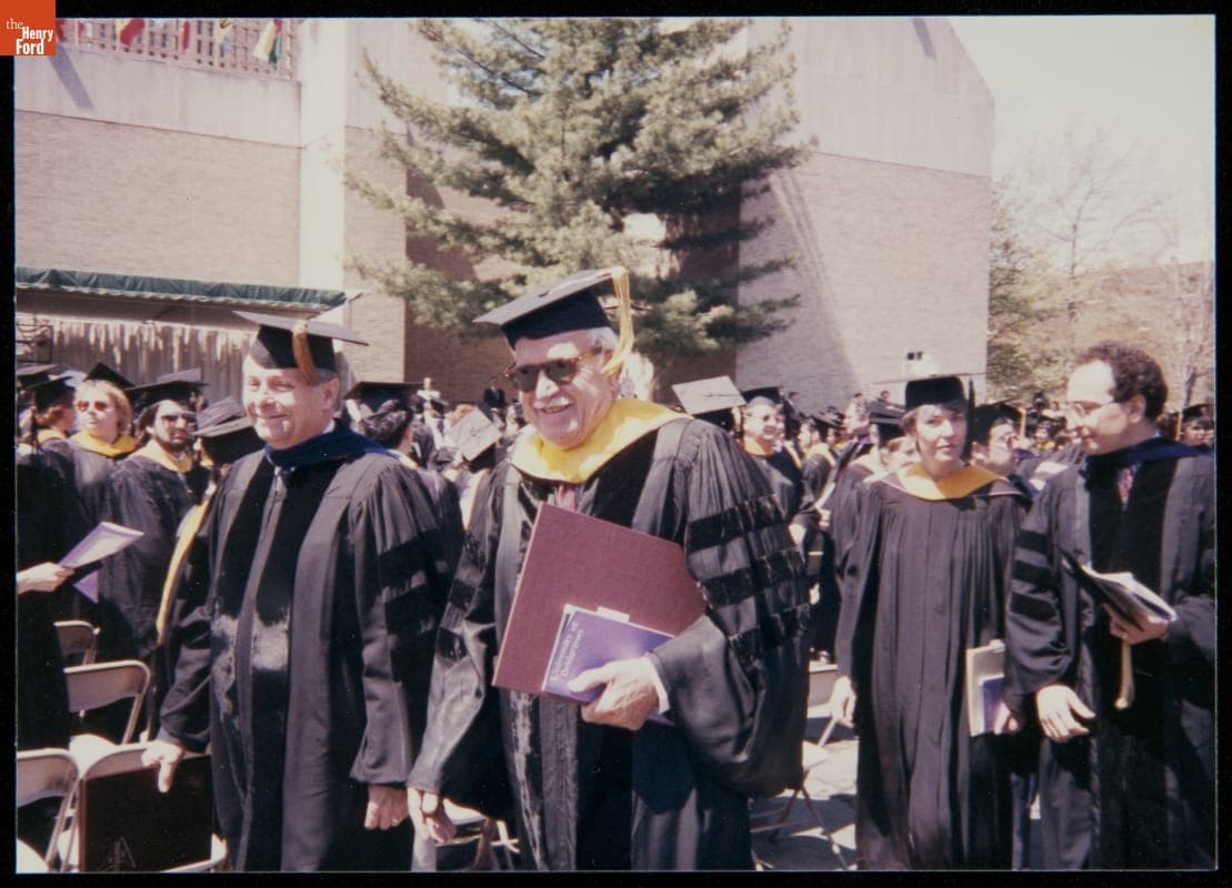 George Devol at the University of Bridgeport Graduation Ceremony, 1989