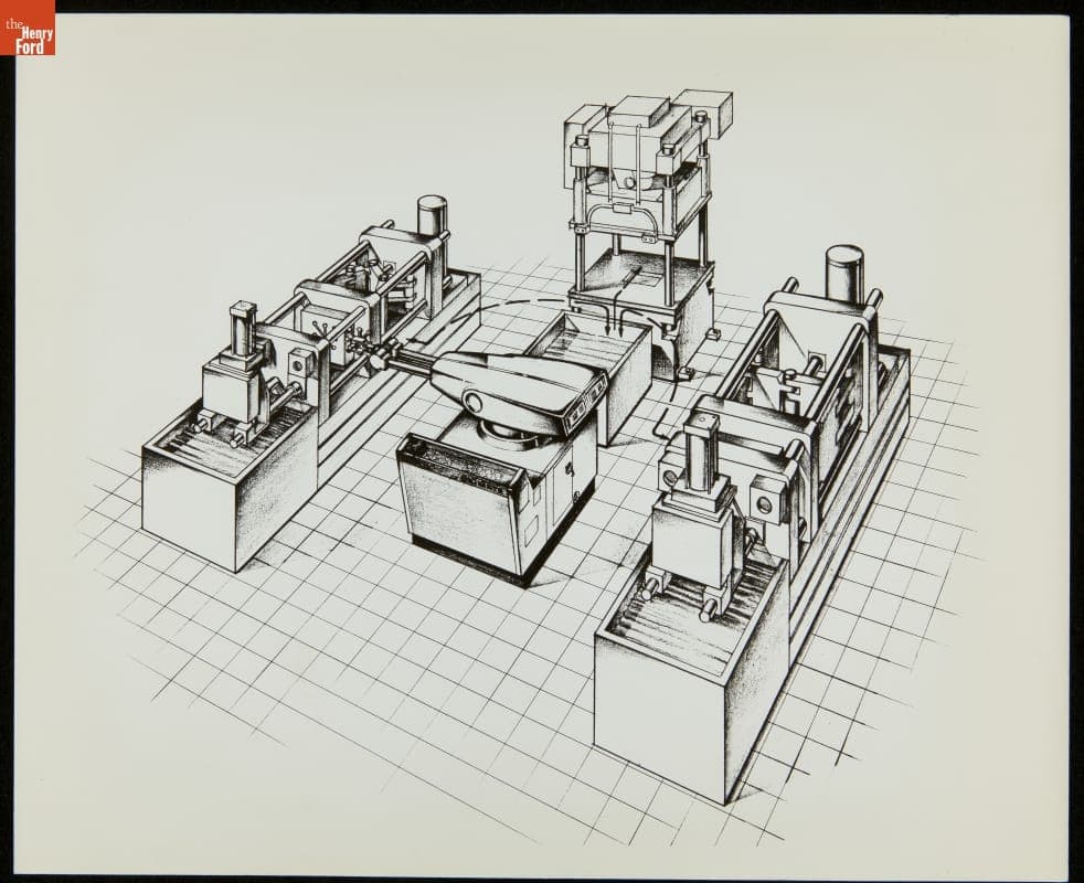 Rendering of a Unimate Industrial Robot at Work, 1972-1974