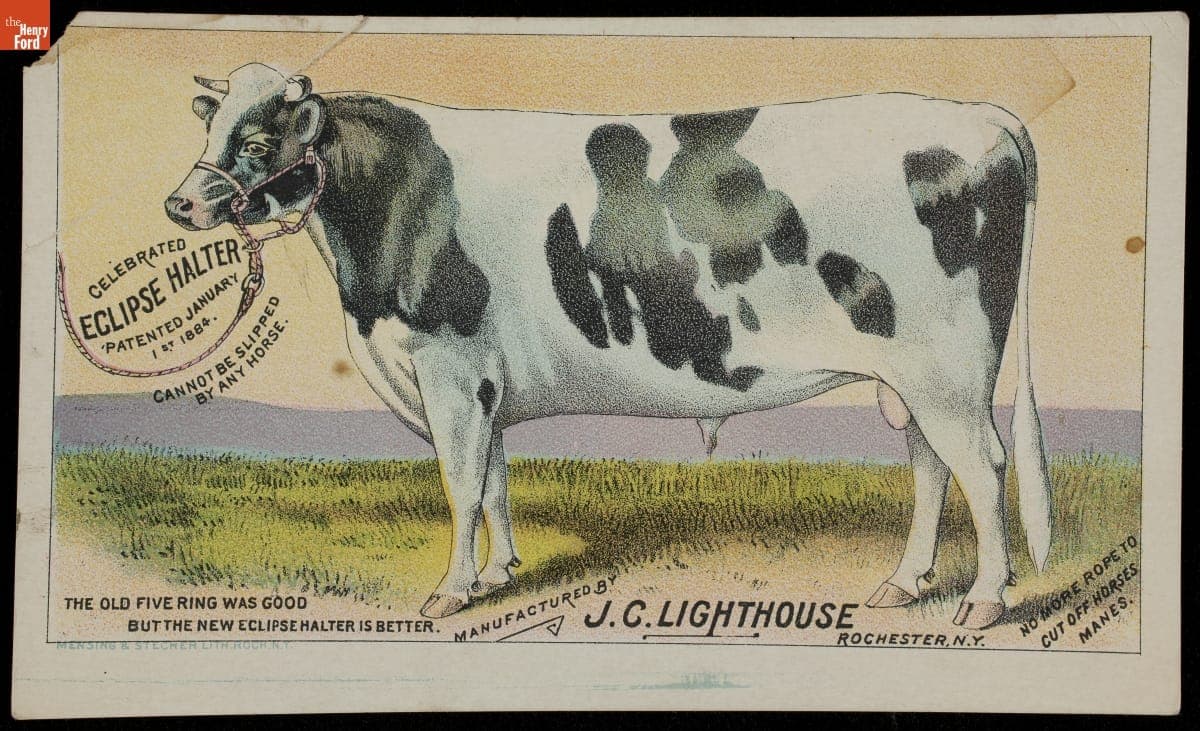 Trade Card for Horse Collars and "Eclipse" Halters, J. C. Lighthouse, 1884-1894