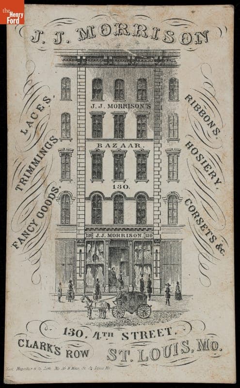 Trade Card for "J.J. Morrison's Bazaar" Store, circa 1865