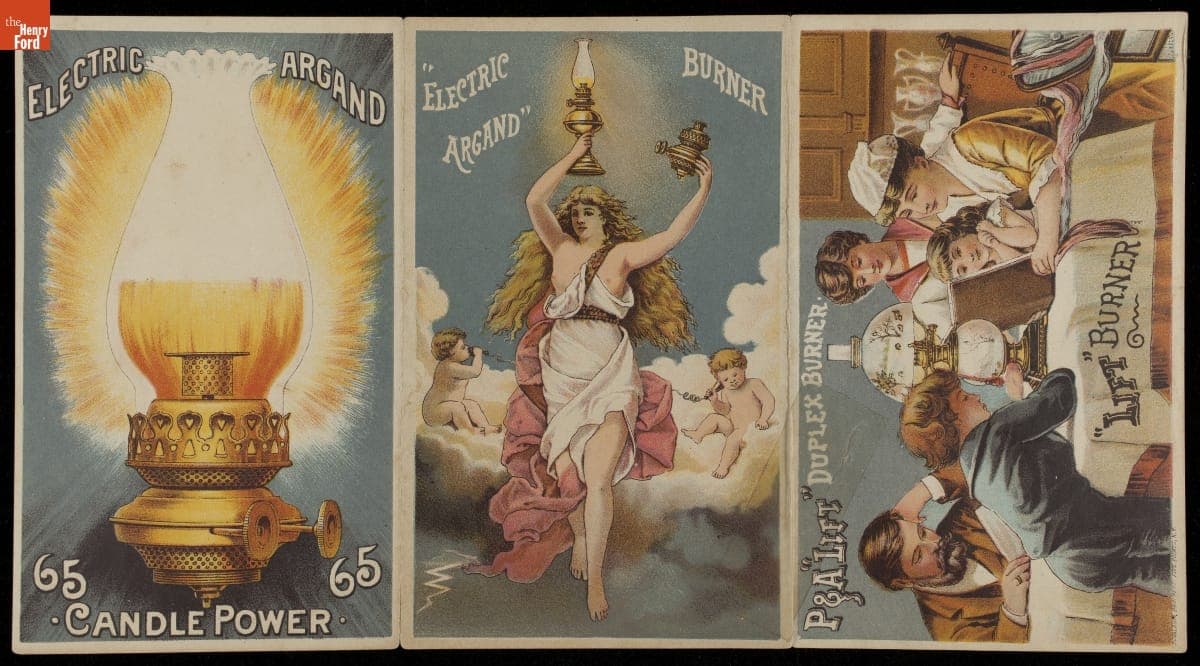 Trade Card for Electric Argand Burner Lamps, Plume and Atwood Manufacturing Company, circa 1880