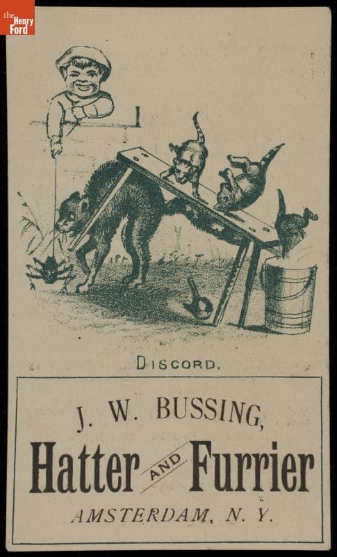 Trade Card for Men's Hatter and Furrier, J. W. Bussing, circa 1885