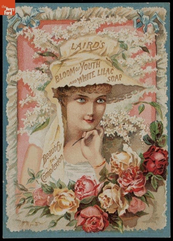 Trade Card for Laird's Bloom of Youth and White Lilac Soap, 1870-1900