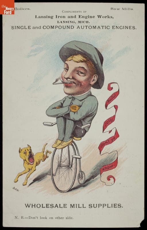 Trade Card for Wholesale Mill Supplies, Lansing Iron and Engine Works, 1885-1890