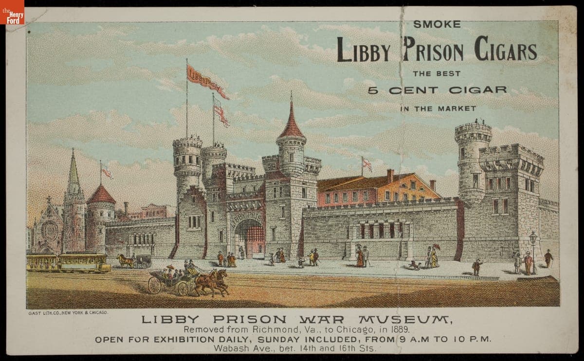 Trade Card for Libby Prison Cigars, Libby Prison War Museum Association, 1889-1895