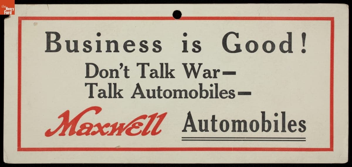 Trade Card for Maxwell Automobiles, Maxwell Motor Company, circa 1917