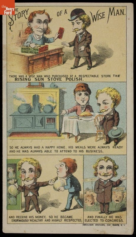 Trade Card for Rising Sun Stove Polish, Morse Bros., 1870-1900