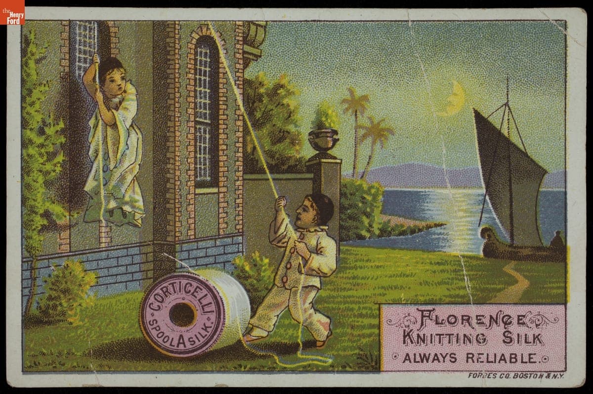 Trade Card for Florence Knitting Silk and Corticelli Silk Thread, Nonotuck Silk Co., 1880-1900