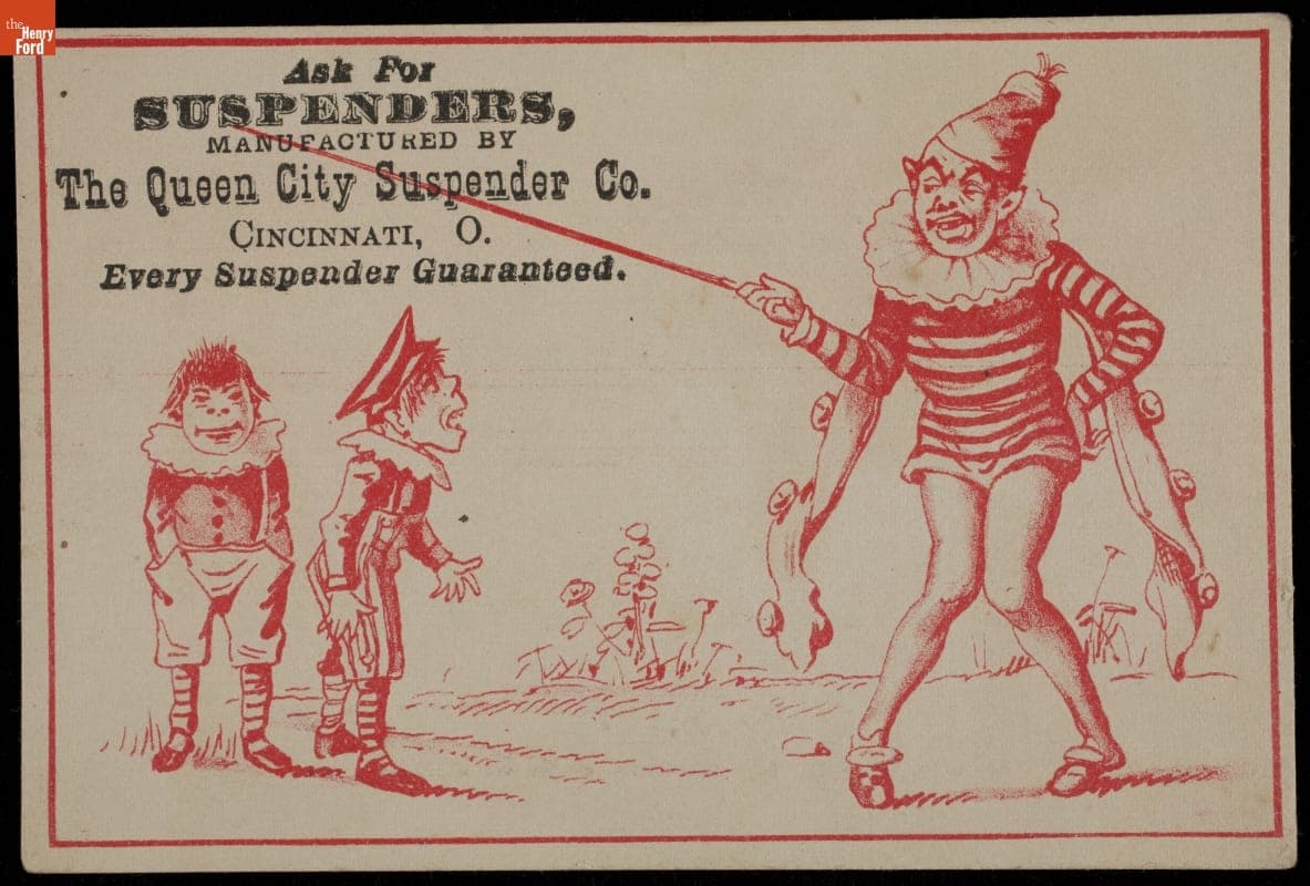 Trade Card for Suspenders, Queen City Suspender Co., 1870-1880