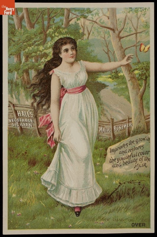 Trade Card for Hall's Vegetable Sicilian Hair Renewer, 1870-1900