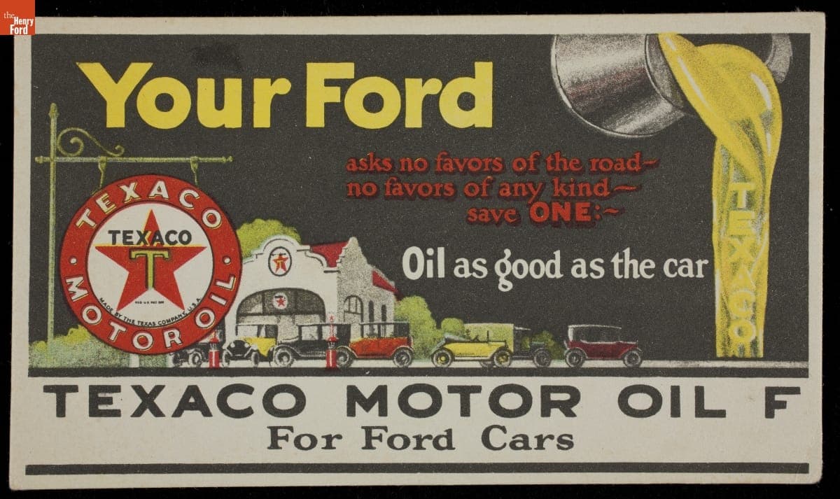 Trade Card for Texaco Motor Oil, Texas Company, 1920-1930