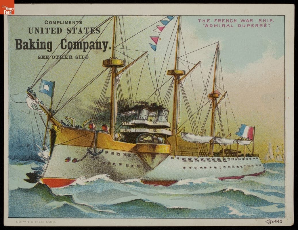 Trade Card for the United States Baking Company Featuring the French War Ship "Admiral Duperre, " 1889